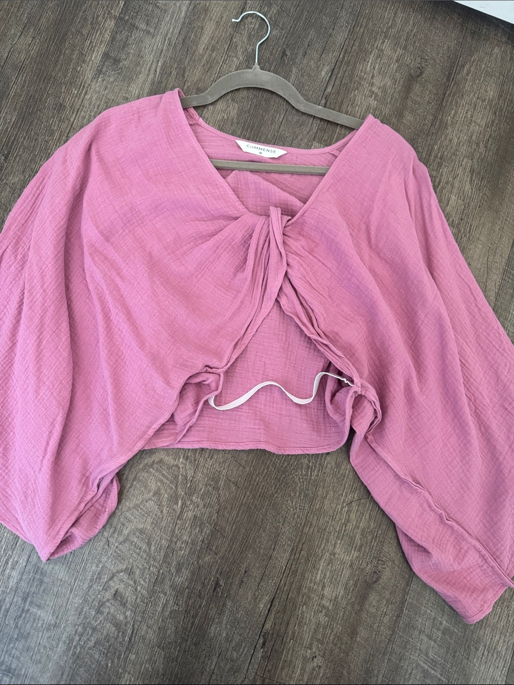 Commense Rose Pink Twist-Front Crop Top